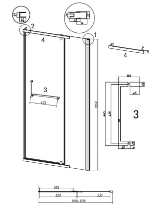 Душевая дверь Grossman Pragma 100.K33.03.120.21.00 120х195 стекло прозрачное профиль черный